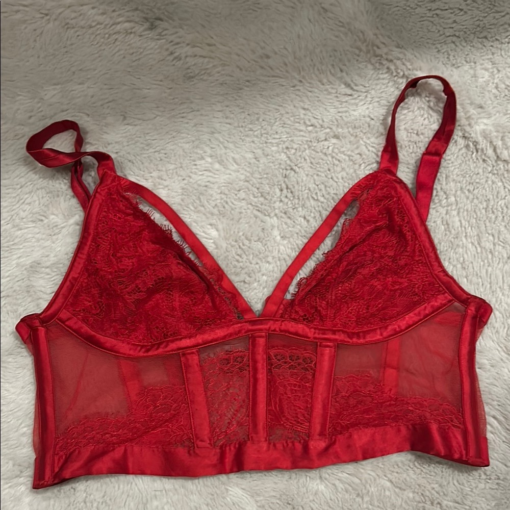 Victoria's Secret Red Longline Bra with Underwire Support